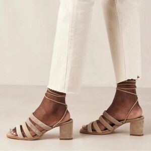 Alohas Letizia Shades Of Beige Block Heel Ankle Straps Sandals Made in Spain 38